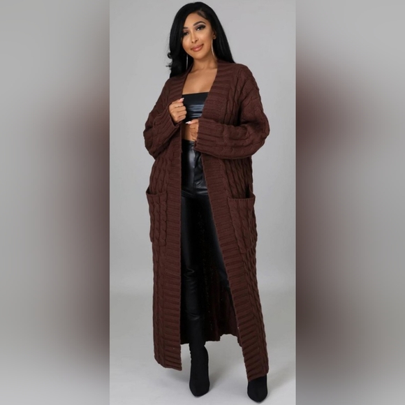 Duster style brown cardigan - Picture 5 of 10